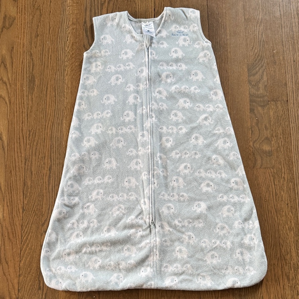 Halo Light Blue Sleep Sack with Elephant Pattern
